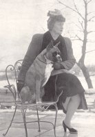 CH Mazelaine's Zazarc Brandy with Mrs Wagner on a chair - taken from The Dog World Annual 1952, Page 139